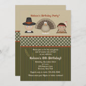 Birthday Thanksgiving van kinderen Uitnodiging (Voorkant / Achterkant)