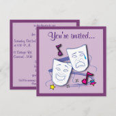 Birthday Theater Party met Masker Kaart (Voorkant / Achterkant)