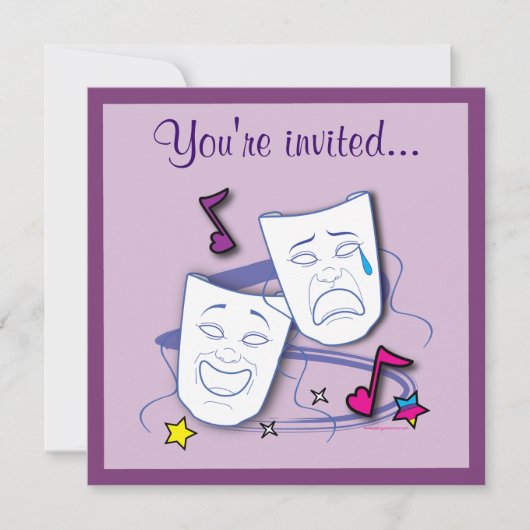 Birthday Theater Party met Masker Kaart (Voorkant)