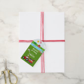 Birthday-thema landbouwhuisdieren en rode trekkers cadeaulabel (Met Touw)