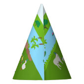 Birthday-thema landbouwhuisdieren en rode trekkers feesthoedjes (Achterkant)