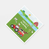 Birthday-thema landbouwhuisdieren en rode trekkers servet (Hoek)