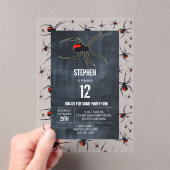 Birthday-thema Rode en zwarte spin Acryl Uitnodigingen (Insitu (Draagbaar))