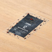 Birthday-thema Rode en zwarte spin Acryl Uitnodigingen (Laagn)