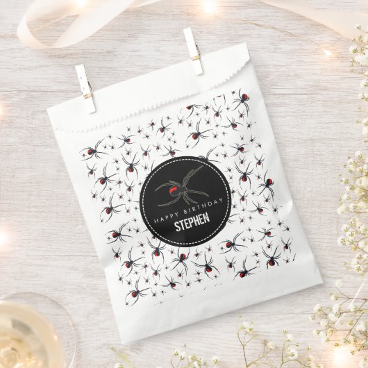 Birthday-thema Rode en zwarte spin Bedankzakje (Geknipt)