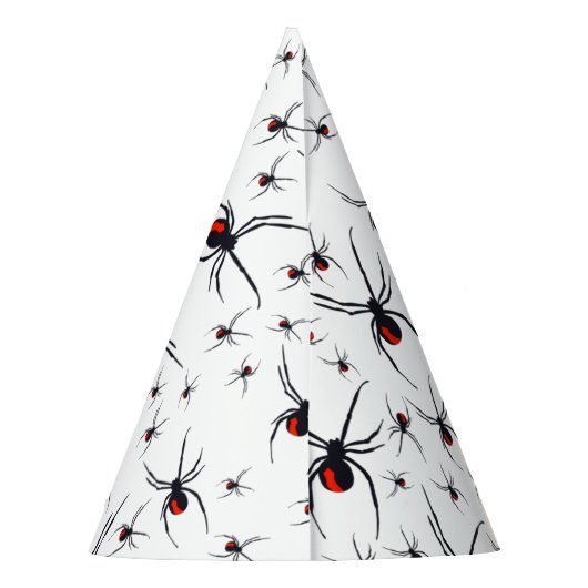 Birthday-thema Rode en zwarte spin Feesthoedjes (Achterkant)