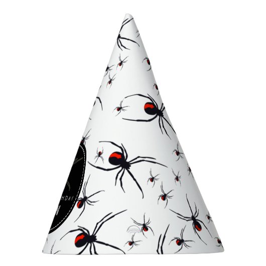 Birthday-thema Rode en zwarte spin Feesthoedjes (Rechts)