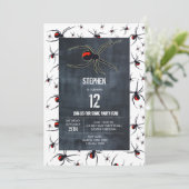 Birthday-thema Rode en zwarte spin Kaart (Staand voorkant)