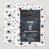 Birthday-thema Rode en zwarte spin Kaart (Voorkant / Achterkant)