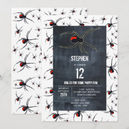 Birthday-thema Rode en zwarte spin Kaart