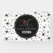 Birthday-thema Rode en zwarte spin Spandoek (Horizontaal)
