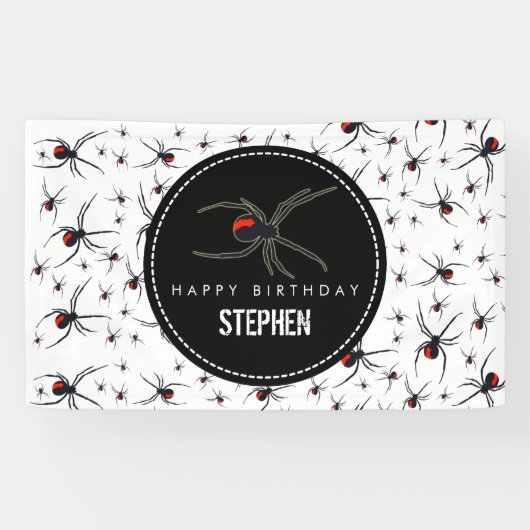 Birthday-thema Rode en zwarte spin Spandoek (Horizontaal)