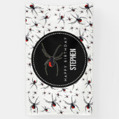 Birthday-thema Rode en zwarte spin Spandoek (Verticaal)