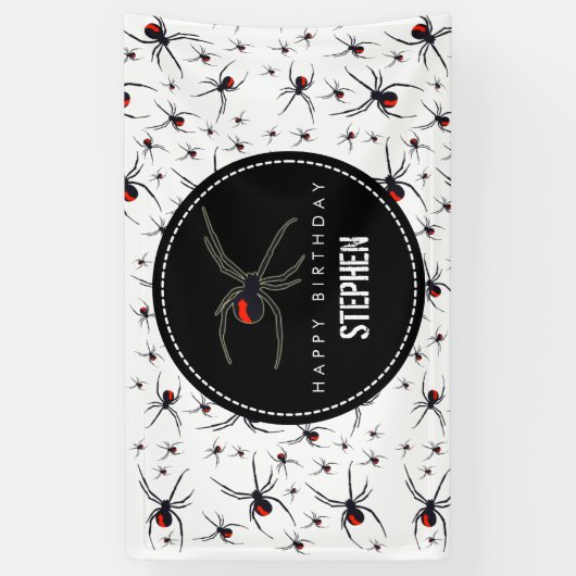 Birthday-thema Rode en zwarte spin Spandoek (Verticaal)