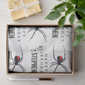 Birthday-thema Rode & zwarte spin & naam Tissuepapier (Geschenk)