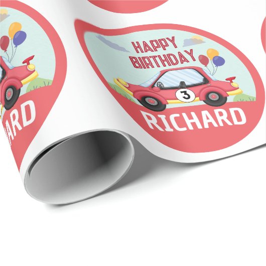 Birthday Theme Race Car Racing Kind Cadeaupapier (Rol Hoek)