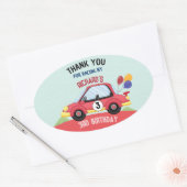 Birthday Theme Race Car Racing Kind Ovale Sticker (Envelop)
