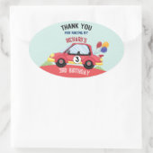 Birthday Theme Race Car Racing Kind Ovale Sticker (Tas)