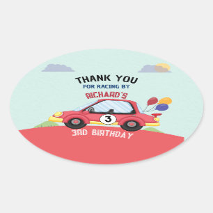 Birthday Theme Race Car Racing Kind Ovale Sticker