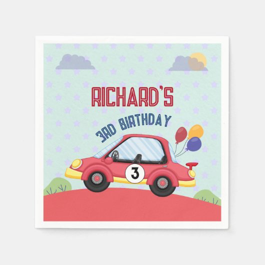 Birthday Theme Race Car Racing Kind Servet (Voorkant)