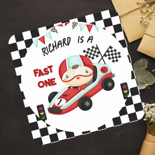 Birthday Theme Race Car Racing Kind Vierkante Sticker