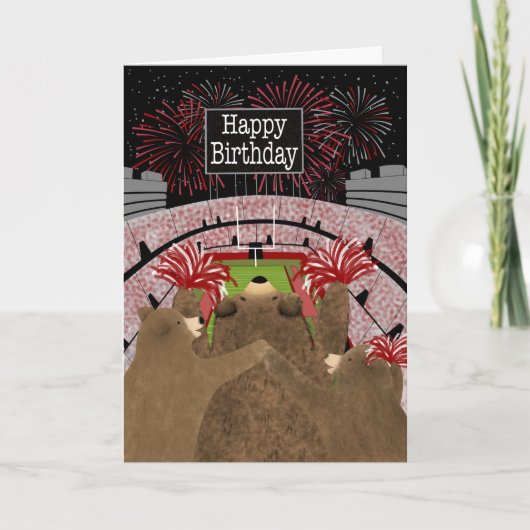 Birthday Three Bears Cheering Red Kaart (Voorkant)