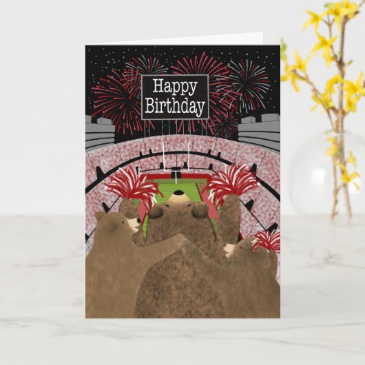 Birthday Three Bears Cheering Red Kaart (Gele Bloem)