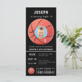 Birthday Ticket Black Foto Baseball Uitnodiging (Staand voorkant)