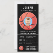 Birthday Ticket Black Foto Baseball Uitnodiging (Voorkant)