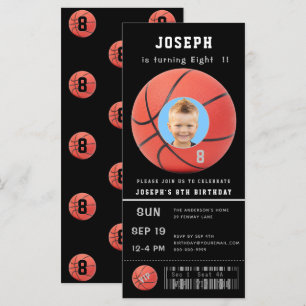 Birthday Ticket Black Foto Baseball Uitnodiging