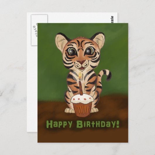 Birthday Tiger Briefkaart (Voorkant / Achterkant)