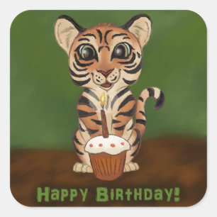Birthday Tiger Vierkante Sticker