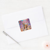 Birthday Tiger Vierkante Sticker (Envelop)