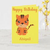 Birthday-tijger Kaart (Gele Bloem)