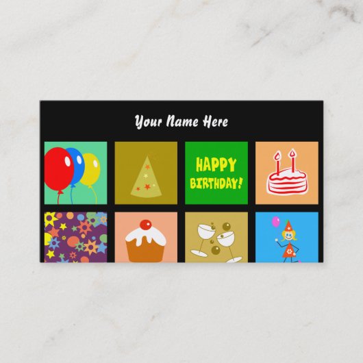 Birthday Tile Wallpaper, Jouw naam here Visitekaartje (Voorkant)
