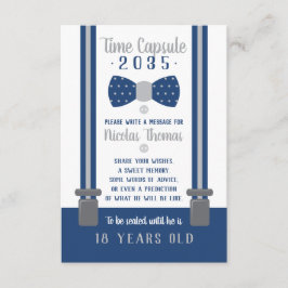 Birthday Time Capsule Card, Navy Blue, Grey Informatiekaartje
