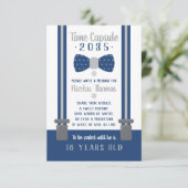 Birthday Time Capsule Card, Navy Blue, Grey Informatiekaartje (Staand voorkant)