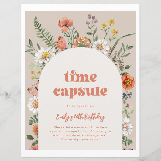 Birthday Time Capsule Sign. (Voorkant)