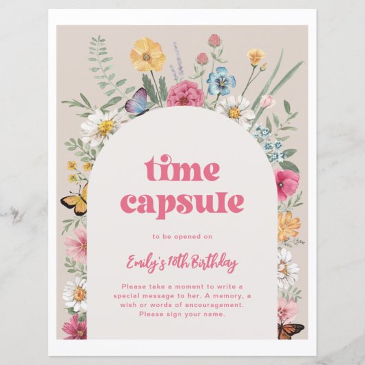 Birthday Time Capsule Sign. (Voorkant)