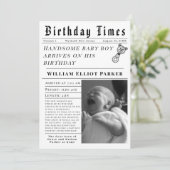 Birthday Times Newborn Birth Aankondiging (Staand voorkant)