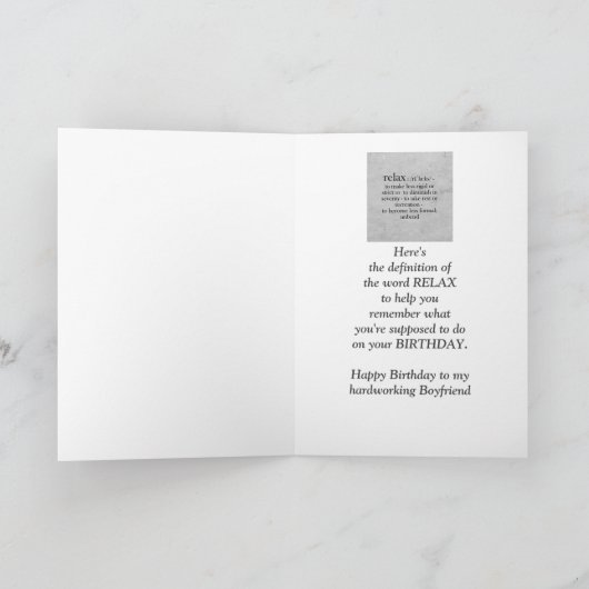 Birthday to my Boyfriend Fun Dog Kaart (Binnen)