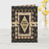 Birthday Tough Guy Masculine Brown Plaids Kaart (Gele Bloem)
