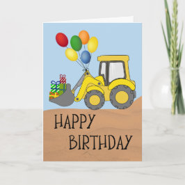 Birthday Tractor with Bucket Full of Gifts Kaart