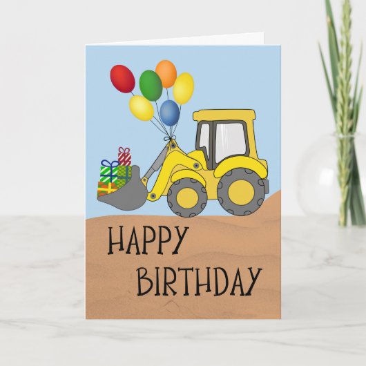 Birthday Tractor with Bucket Full of Gifts Kaart (Voorkant)