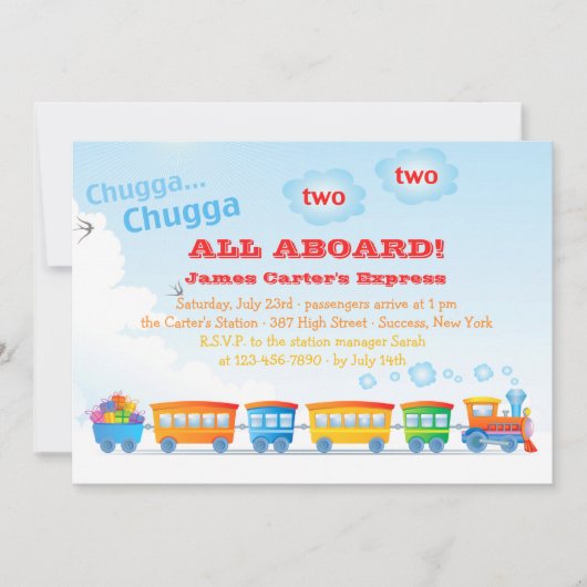 Birthday Train 2 jaar oude uitnodiging (Voorkant)