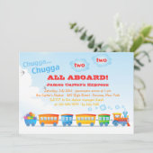 Birthday Train 2 jaar oude uitnodiging (Staand voorkant)