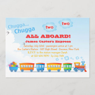 Birthday Train 2 jaar oude uitnodiging