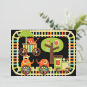 Birthday Train Birthday Invitations Kaart (Staand voorkant)