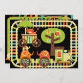 Birthday Train Birthday Invitations Kaart (Voorkant / Achterkant)