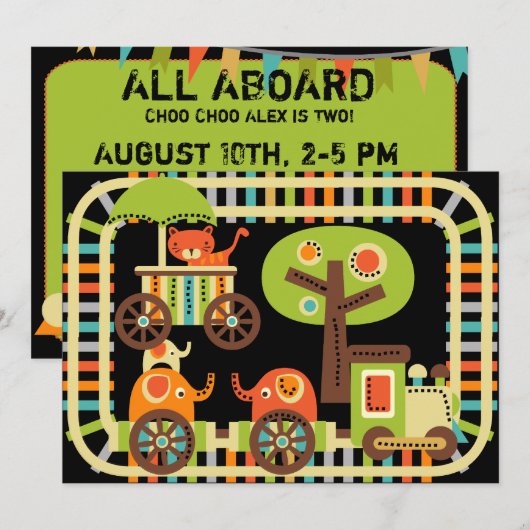 Birthday Train Birthday Invitations Kaart (Voorkant / Achterkant)